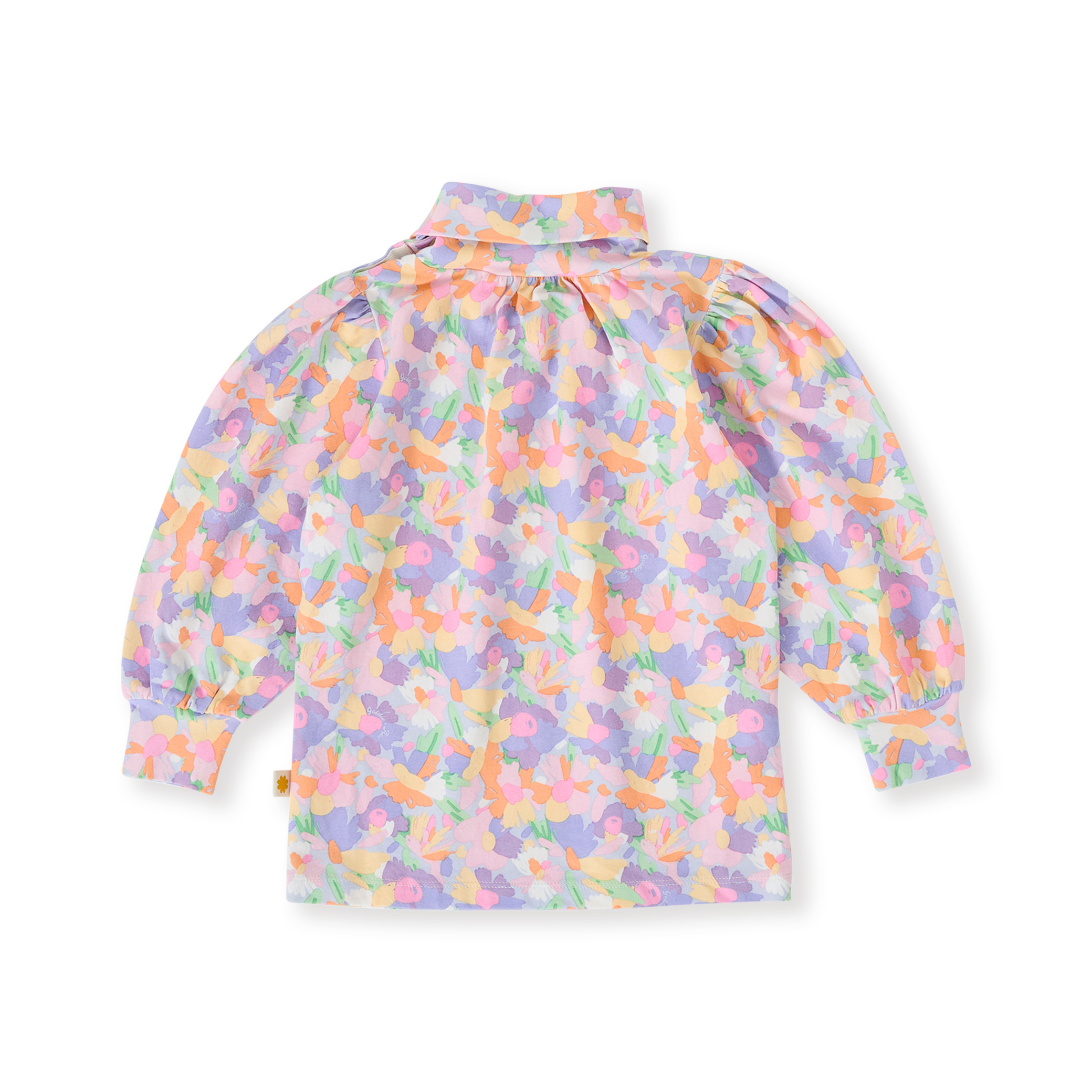 Pastel Bouquet Sofia Puff Sleeve Skivvy - Lilac Multi