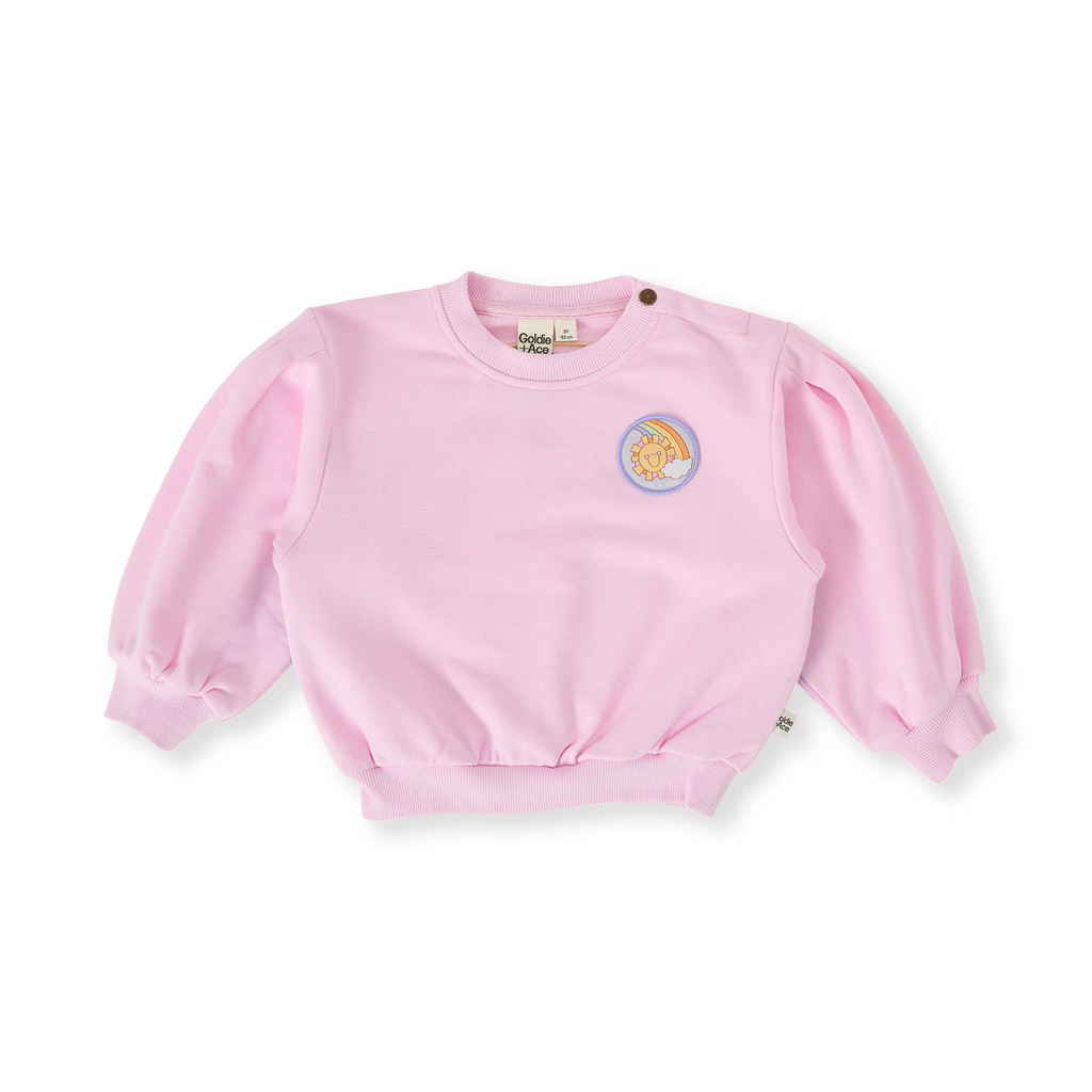 Over The Rainbow Puff Sleeve Sweater - Candy