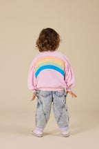 Over The Rainbow Puff Sleeve Sweater - Candy