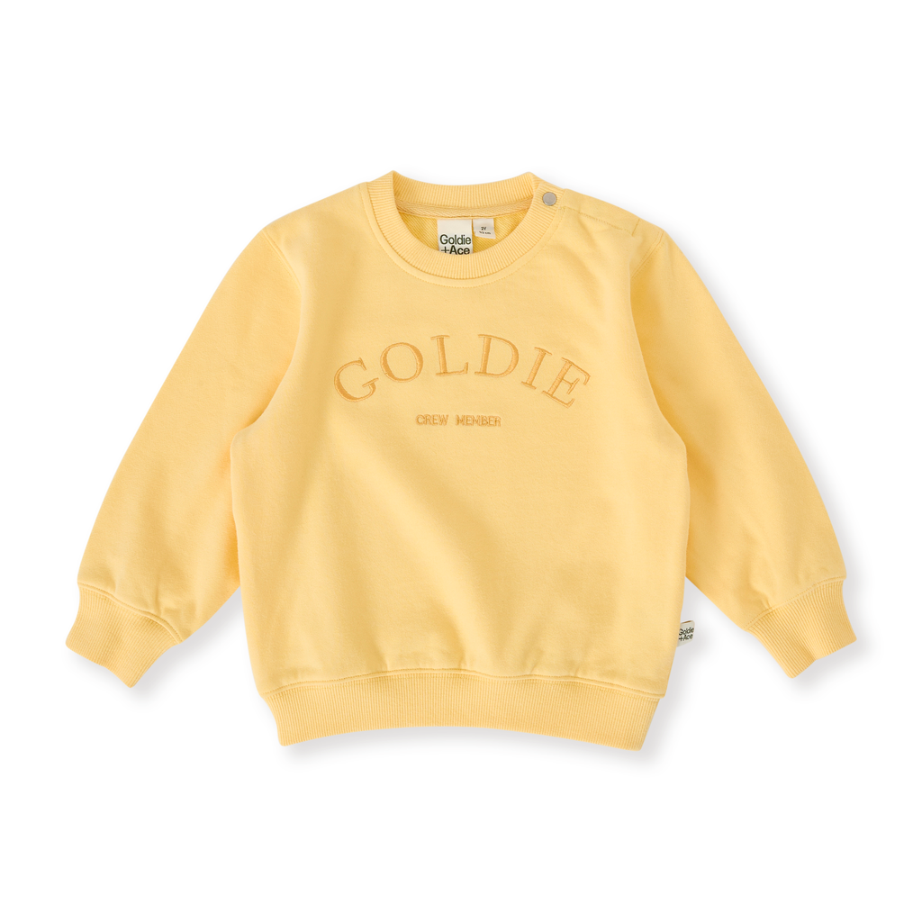 Goldie + Ace Goldie Crew Embroidered Sweater - Lemon