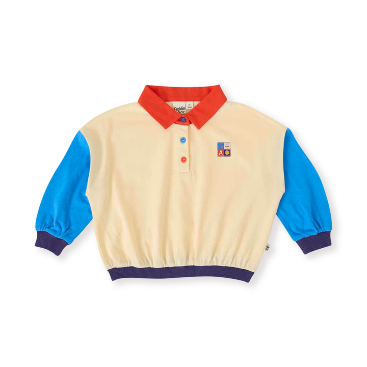 Goldie + Ace Relaxed Rugby Sweat Top - Vanilla/Lake