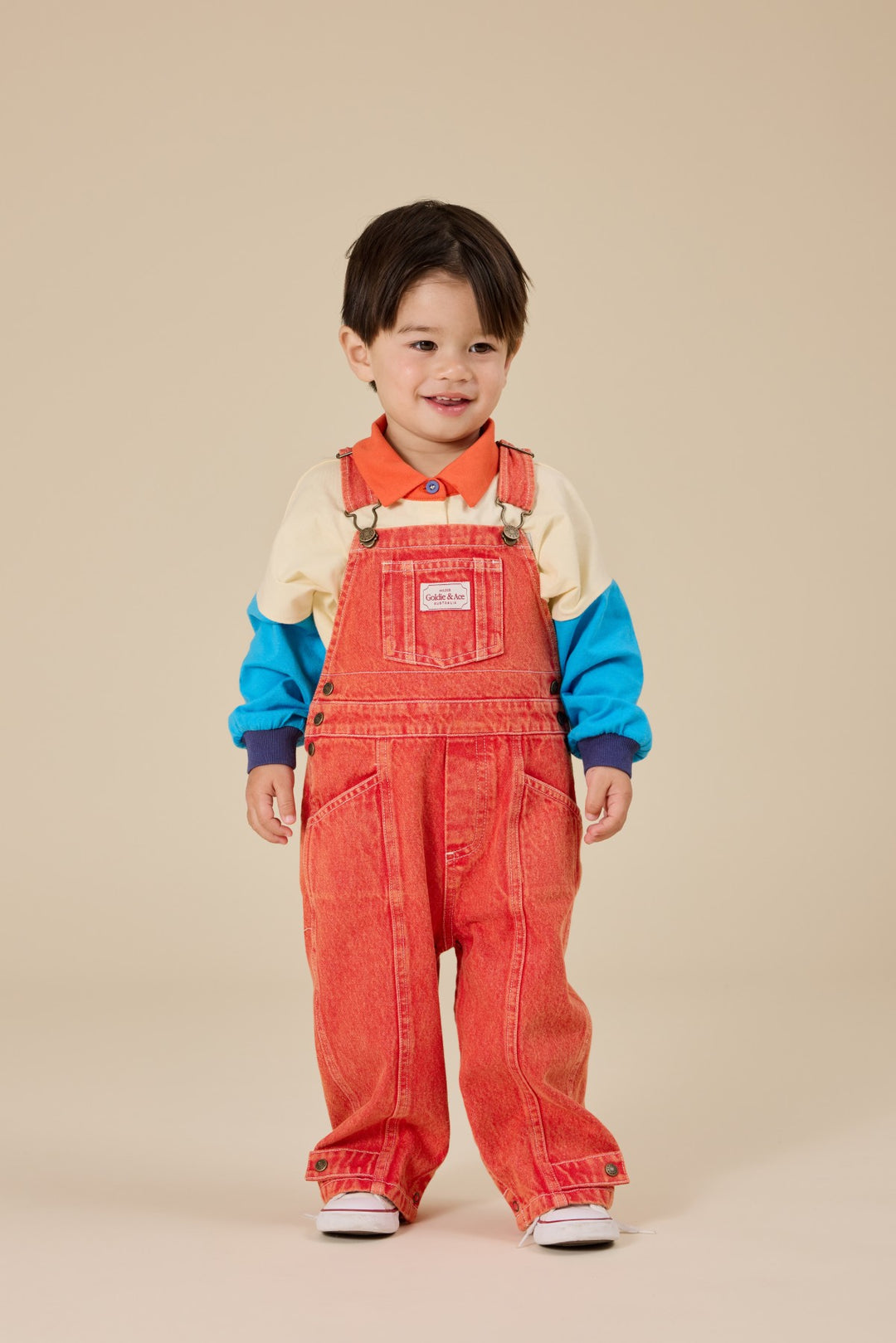 Goldie + Ace Blake Vintage Washed Denim Overalls - Apple Red