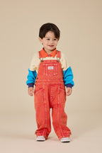 Blake Vintage Washed Denim Overalls - Apple Red