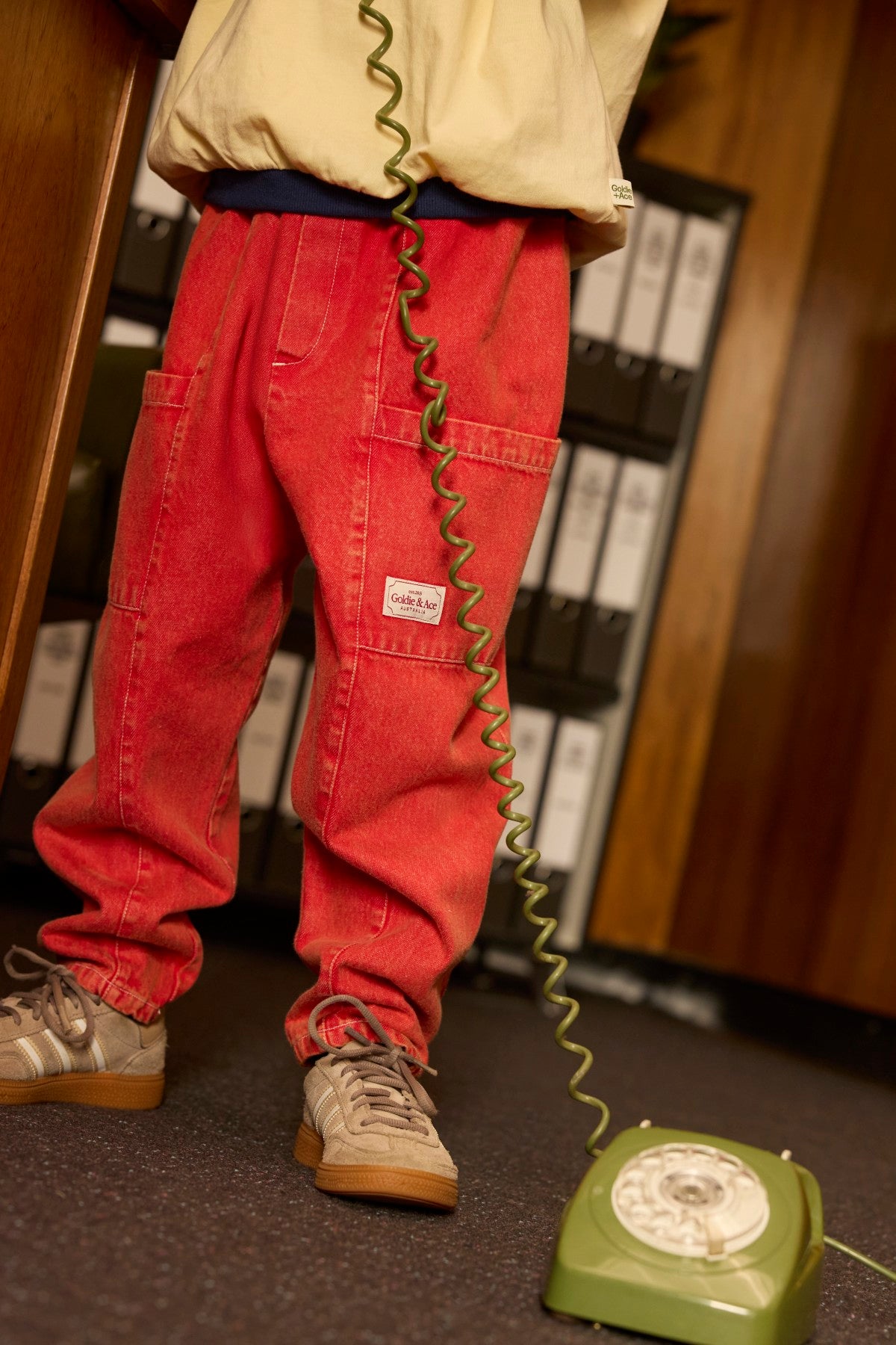 Goldie + Ace Kit Denim Pocket Pant - Apple Red