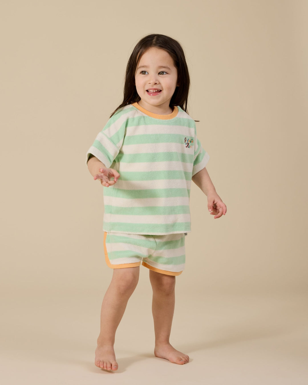 Goldie + Ace Peas In A Pod Stripe T-Shirt - Peapod/Cloud