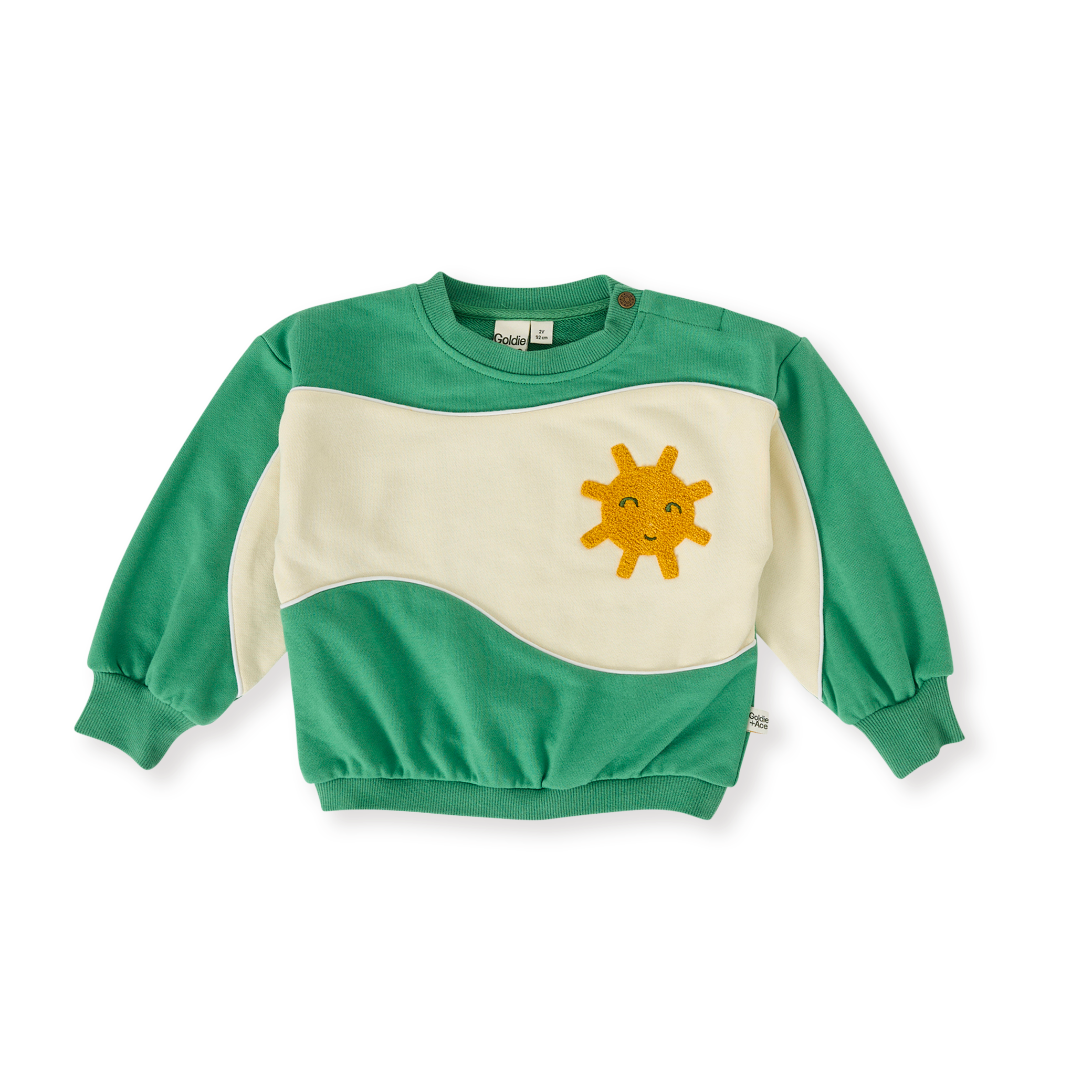 Goldie + Ace Sunshine Piped Panel Sweatshirt - Fern/Vanilla