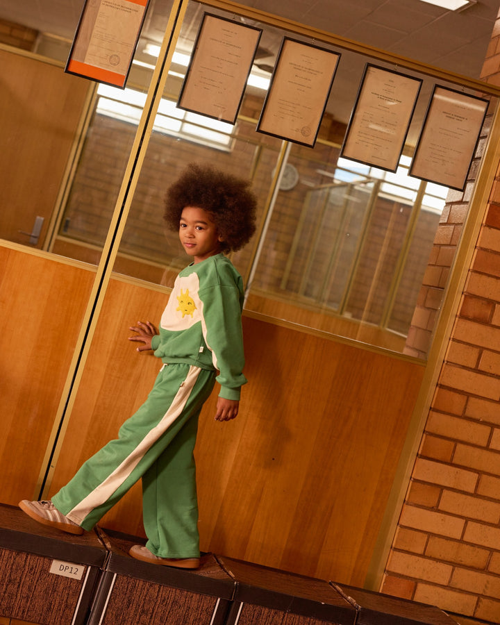 Goldie + Ace Sunshine Piped Panel Sweatshirt - Fern/Vanilla