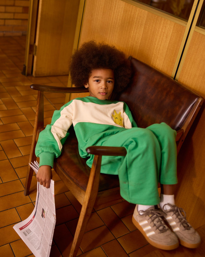 Goldie + Ace Sunshine Piped Panel Sweatshirt - Fern/Vanilla