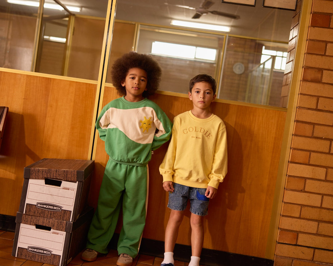 Goldie + Ace Sunshine Piped Panel Sweatshirt - Fern/Vanilla