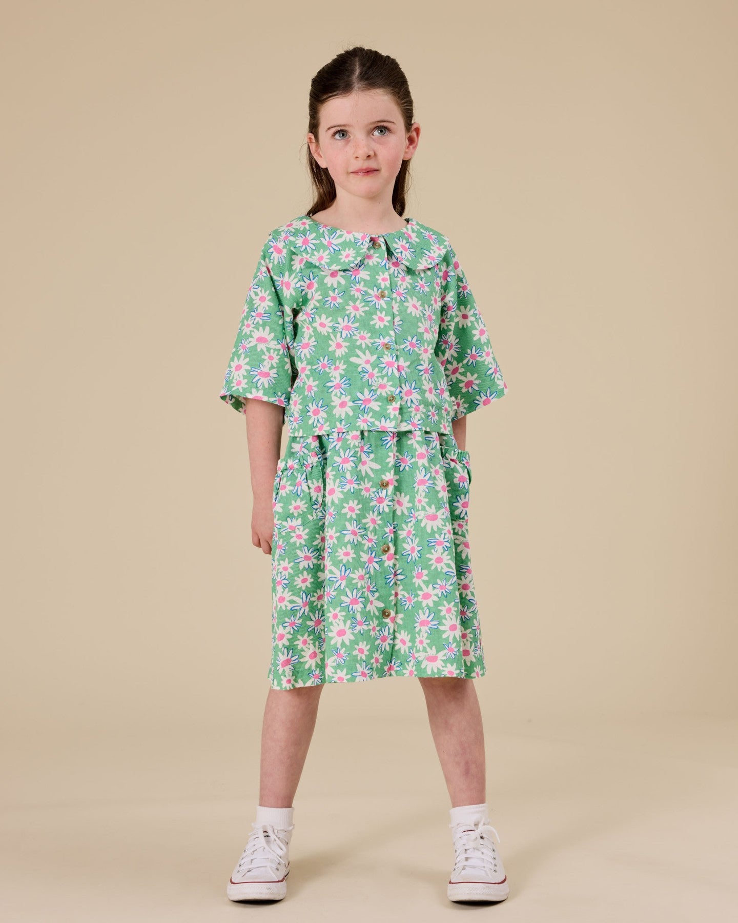 Goldie + Ace Daisy Patch Presley Pocket Skirt - Moss
