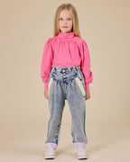 Sofia Embroidered Puff Sleeve Skivvy - French Rose