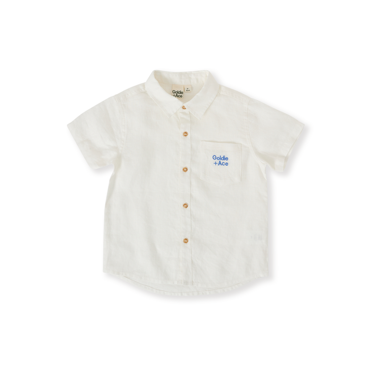 Goldie + Ace Holiday Linen Blend Shirt - White