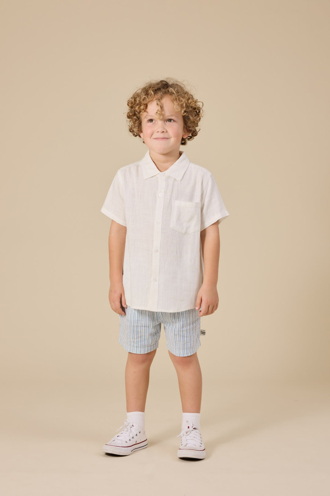Goldie + Ace Holiday Linen Blend Shirt - White