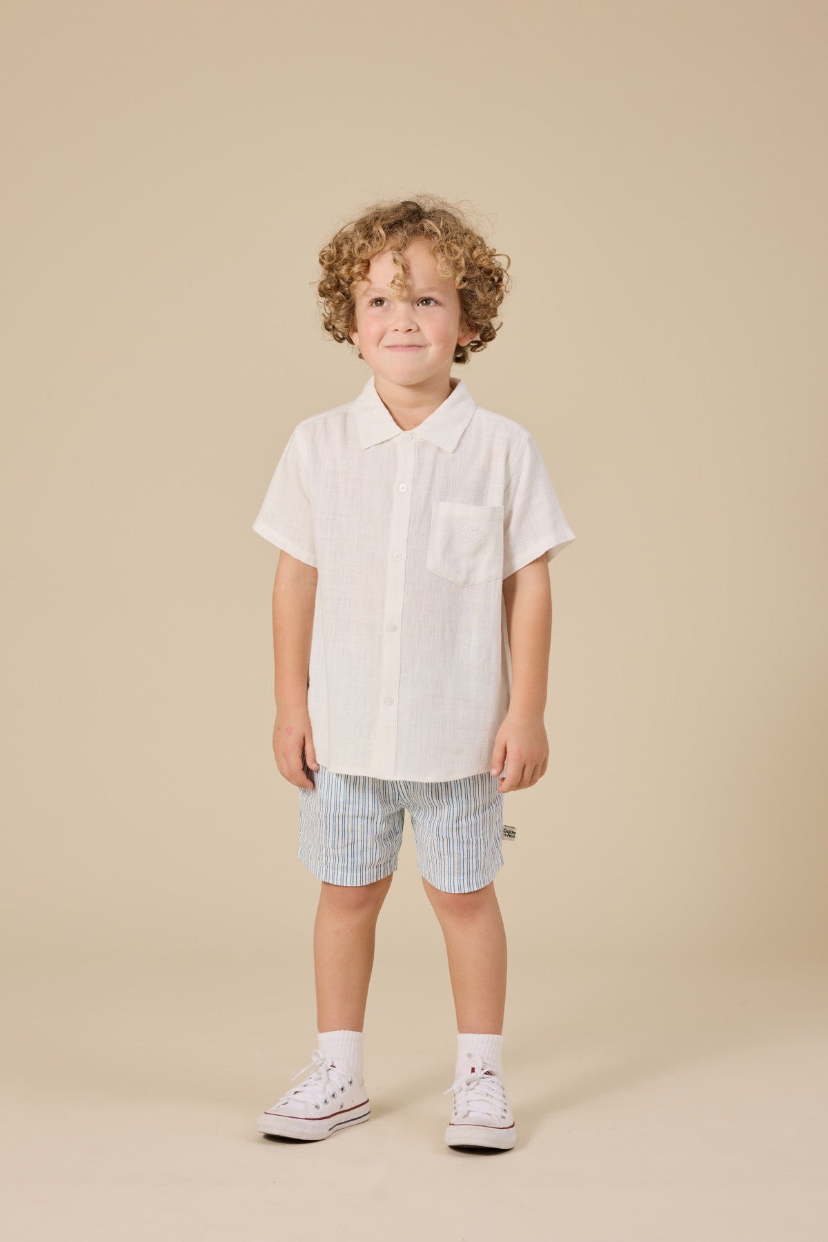 Goldie + Ace Holiday Linen Blend Shirt - White