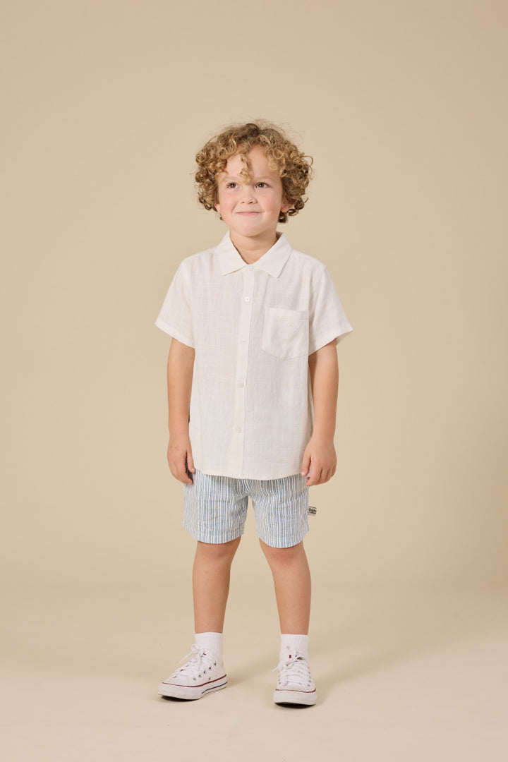 Goldie + Ace Holiday Linen Blend Shirt - White