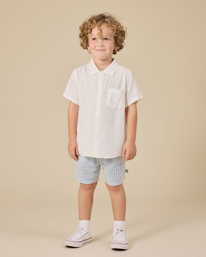 Goldie + Ace Sailor Stripe Noah Shorts - Ocean/Ivory