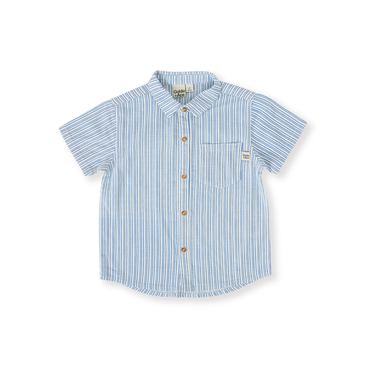 Goldie + Ace Sailor Stripe Holiday Shirt - Ocean/Ivory