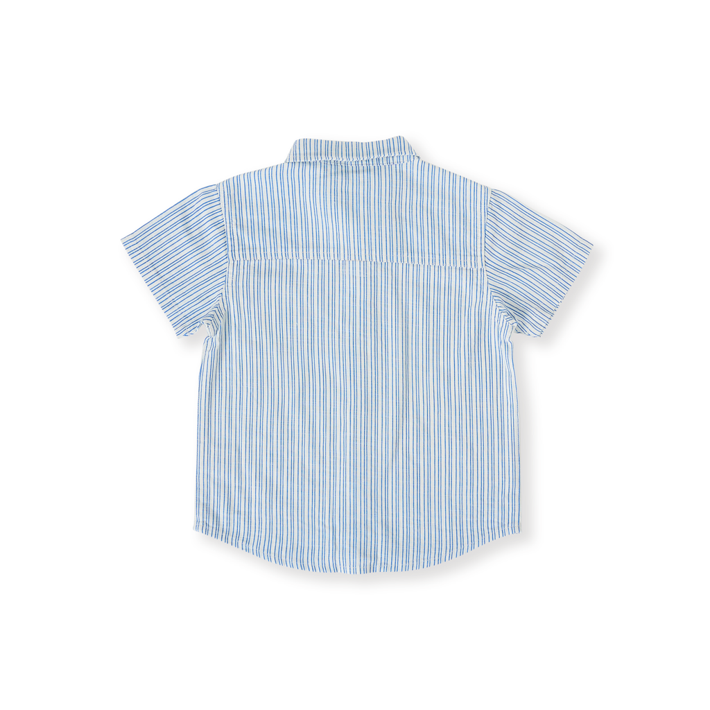 Goldie + Ace Sailor Stripe Holiday Shirt - Ocean/Ivory
