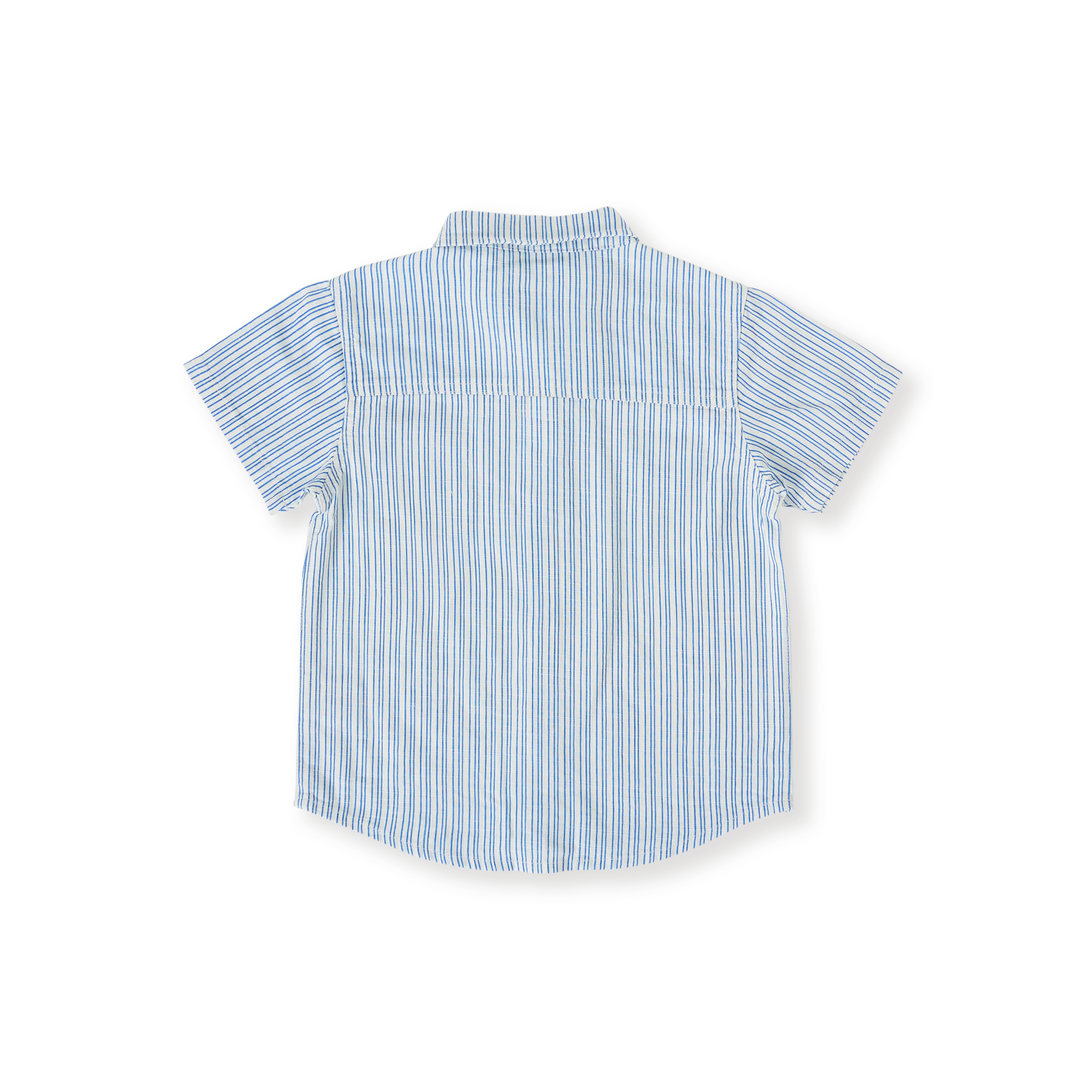 Goldie + Ace Sailor Stripe Holiday Shirt - Ocean/Ivory