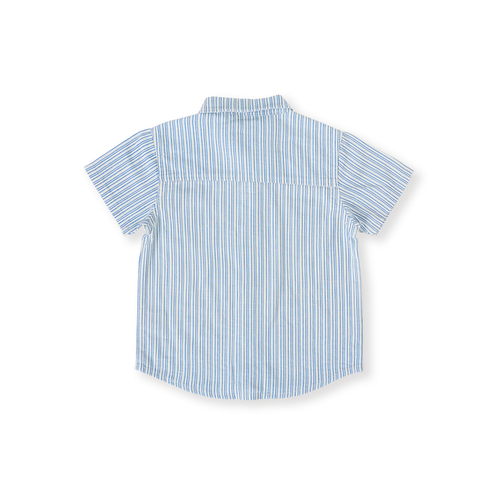 Goldie + Ace Sailor Stripe Holiday Shirt - Ocean/Ivory