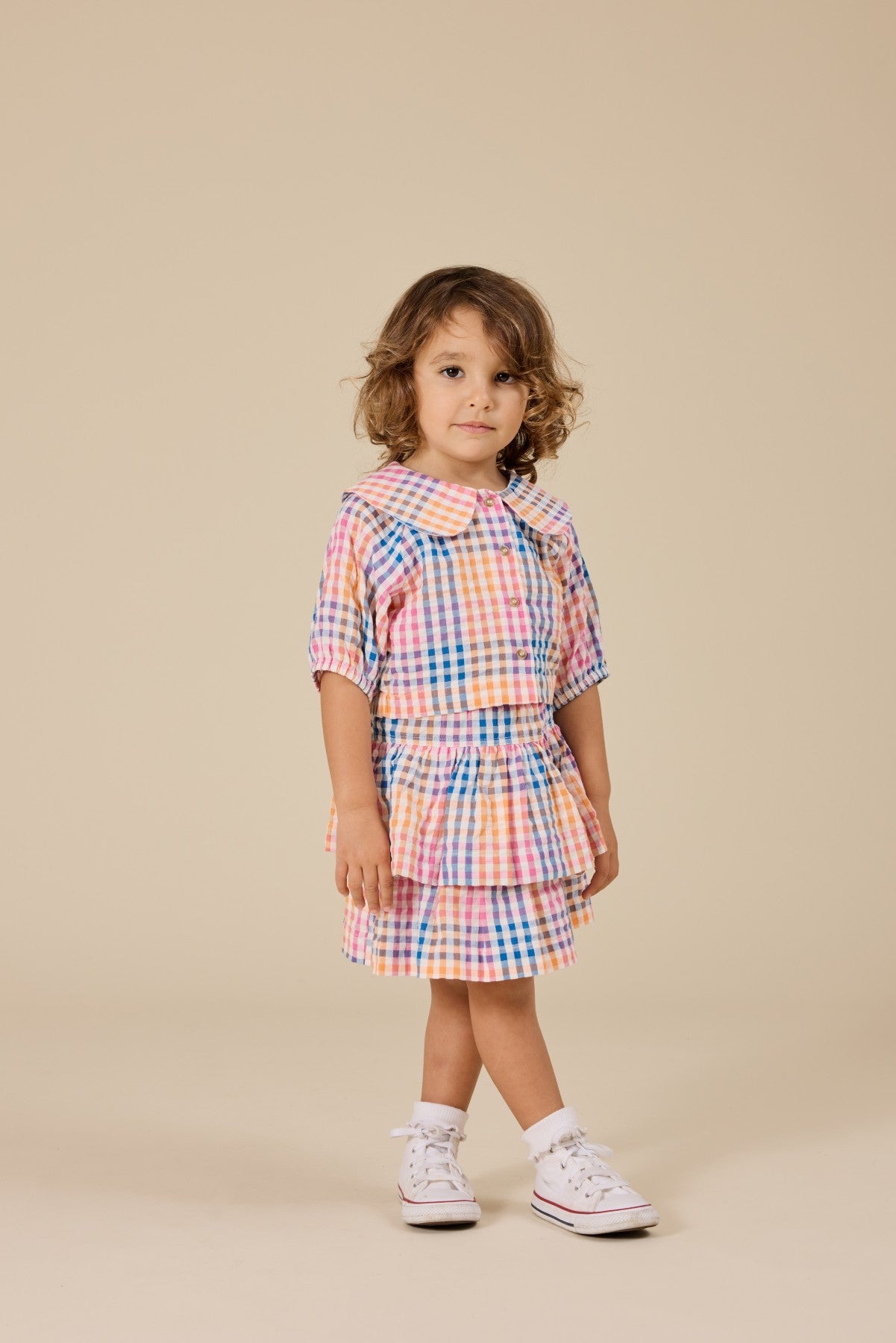 Goldie + Ace Rainbow Gingham Ria Ruffle Skirt - Multi