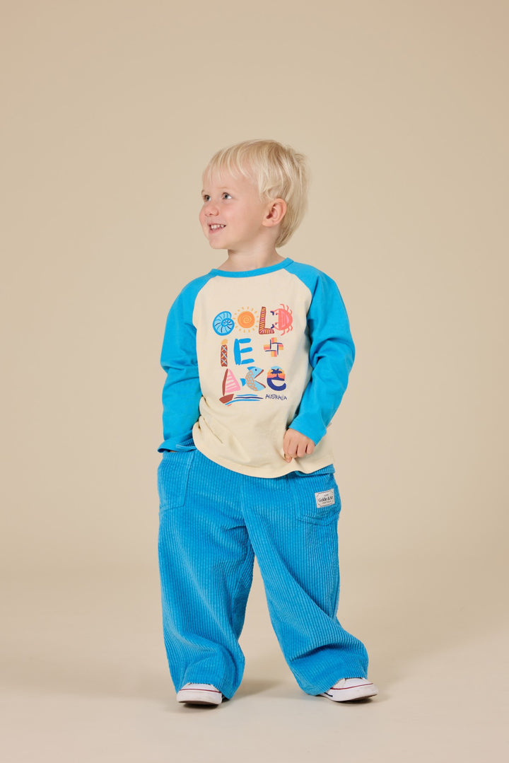 Goldie + Ace G'Day From The Bay Long Sleeve Top - Vanilla/Blue