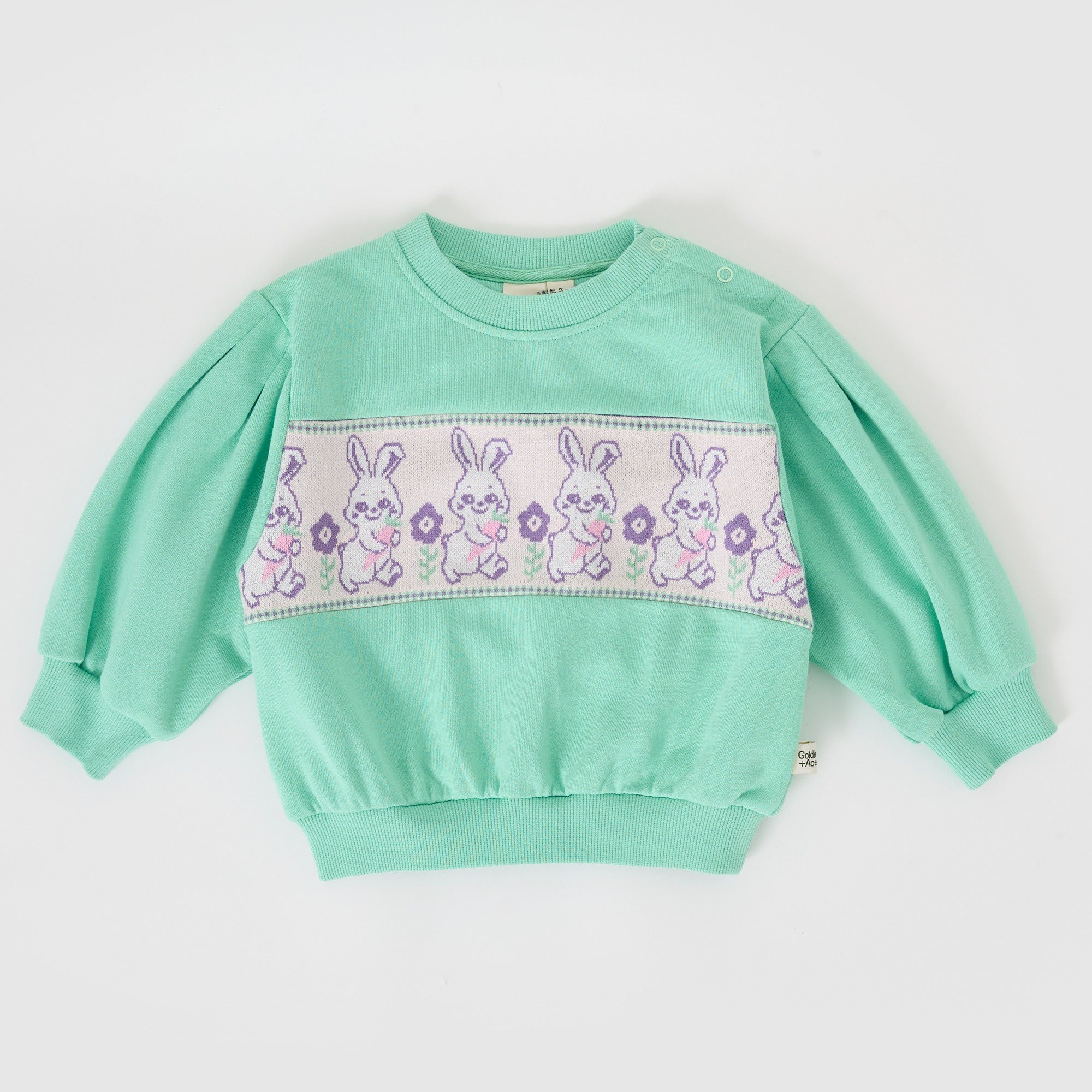 Goldie + Ace Hazel Puff Sleeve Bunny Sweater Mint