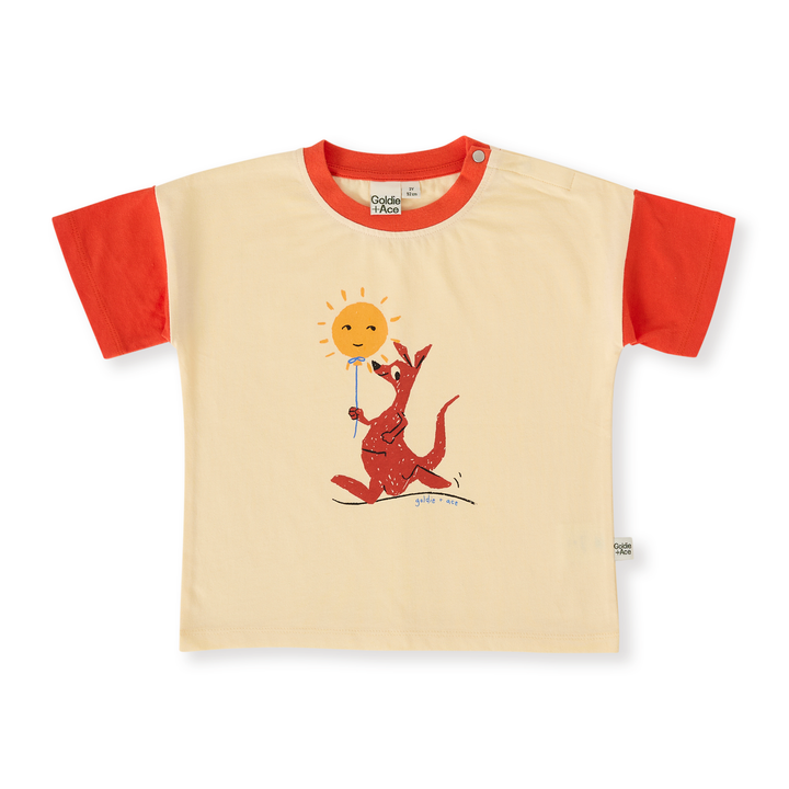 Goldie + Ace Hop Skip Jump T-Shirt - Vanilla/Apple Red