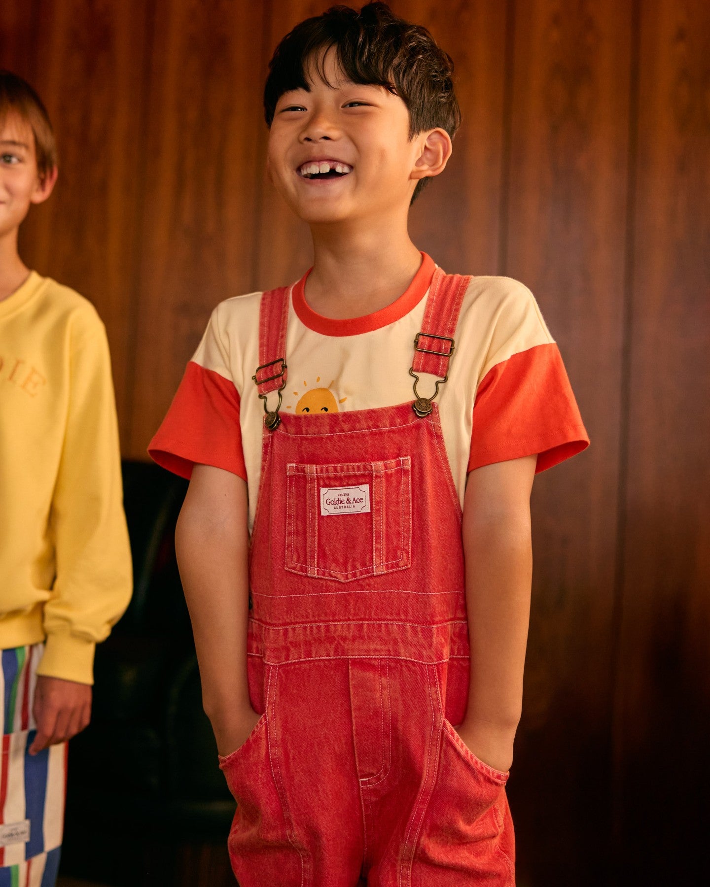 Goldie + Ace Hop Skip Jump T-Shirt - Vanilla/Apple Red