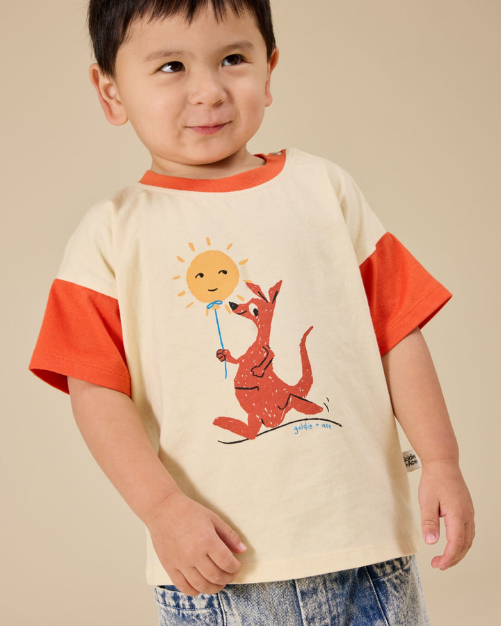 Goldie + Ace Hop Skip Jump T-Shirt - Vanilla/Apple Red