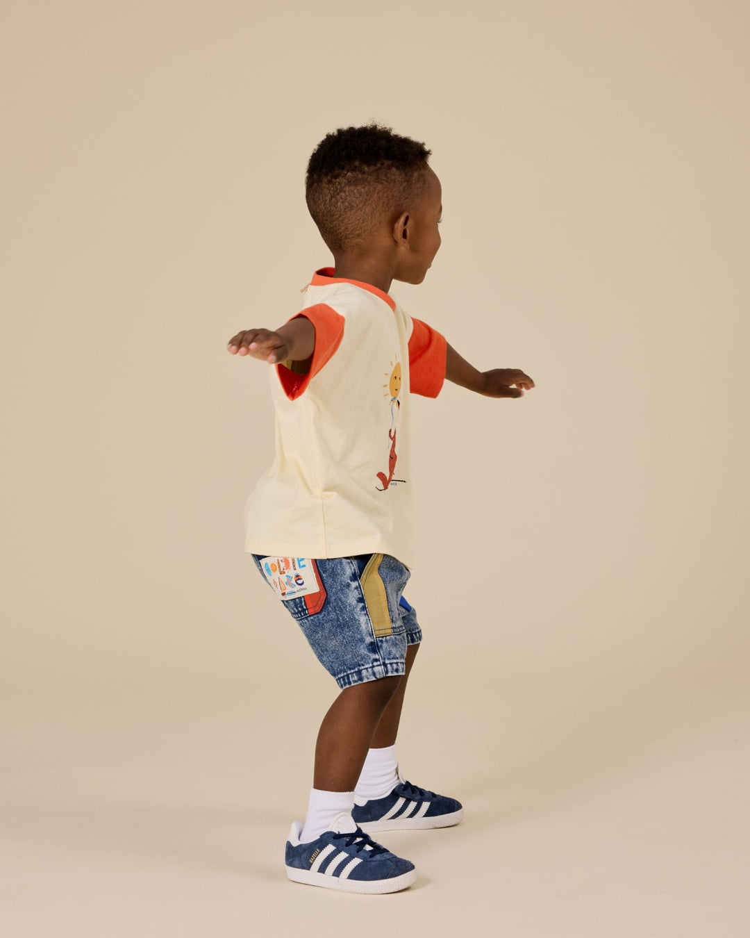 Goldie + Ace Hop Skip Jump T-Shirt - Vanilla/Apple Red