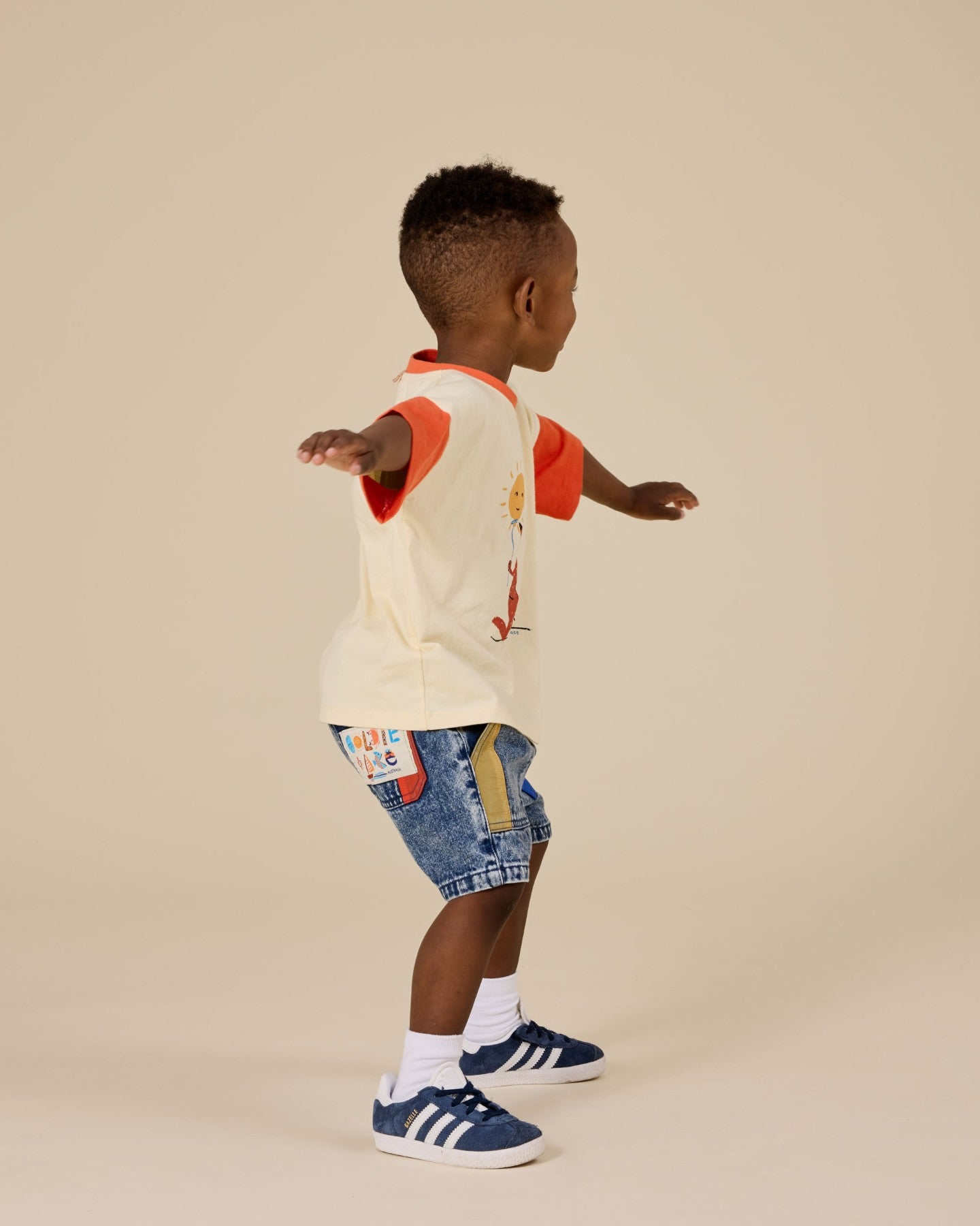 Goldie + Ace Hop Skip Jump T-Shirt - Vanilla/Apple Red