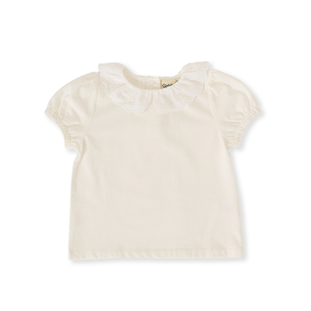 Laura Puff Sleeve Collar Top - White