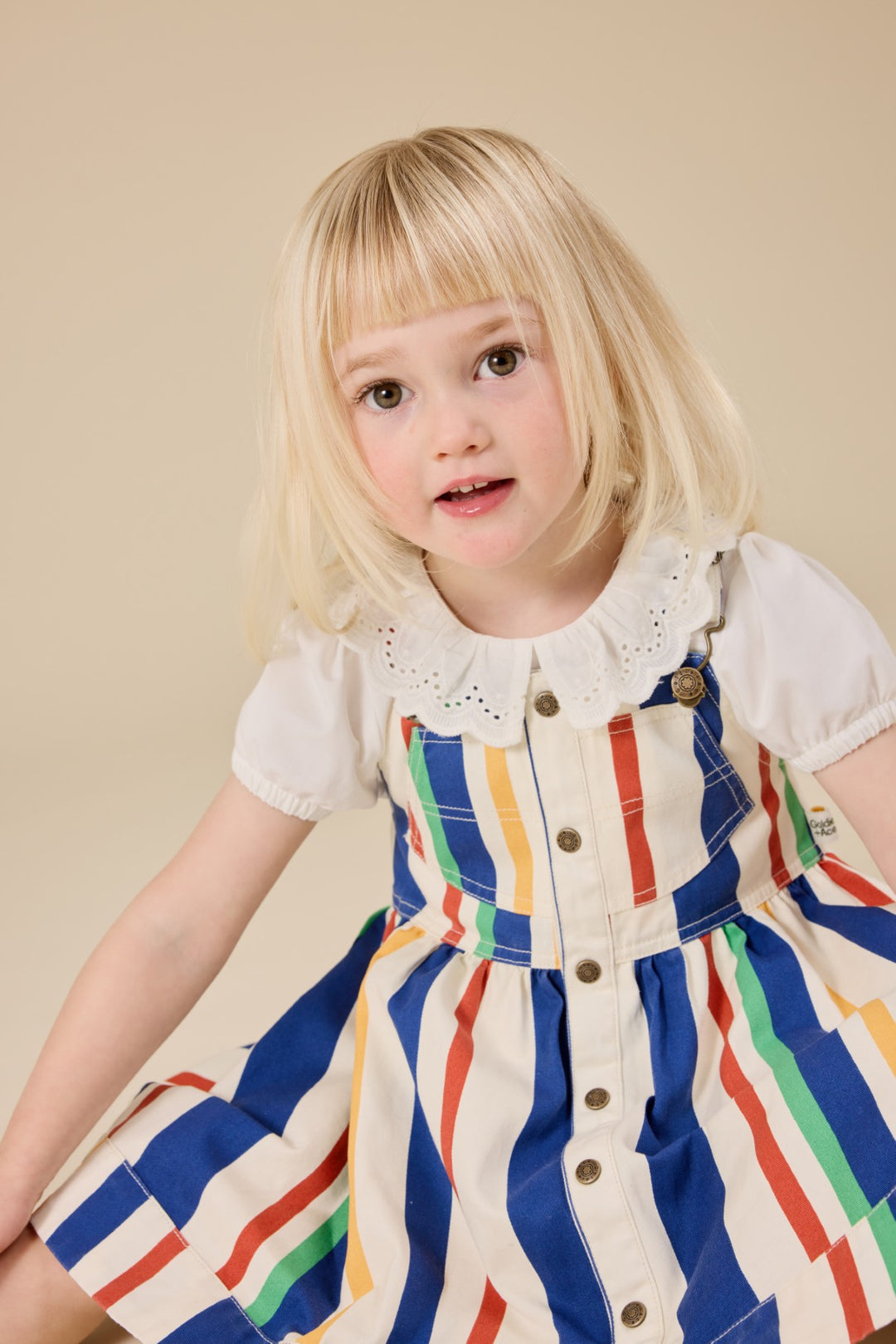 Goldie + Ace Laura Puff Sleeve Collar Top - White