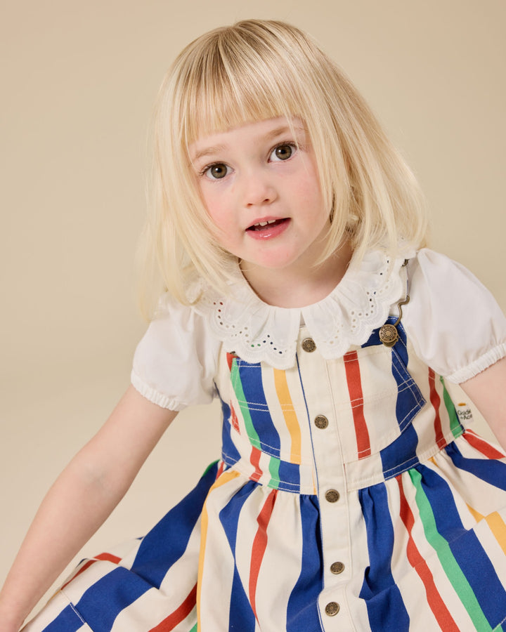 Goldie + Ace Heidi Denim Pinafore Dress - 90'S Bold Stripe