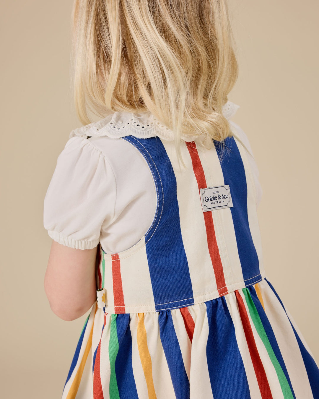 Goldie + Ace Heidi Denim Pinafore Dress - 90'S Bold Stripe