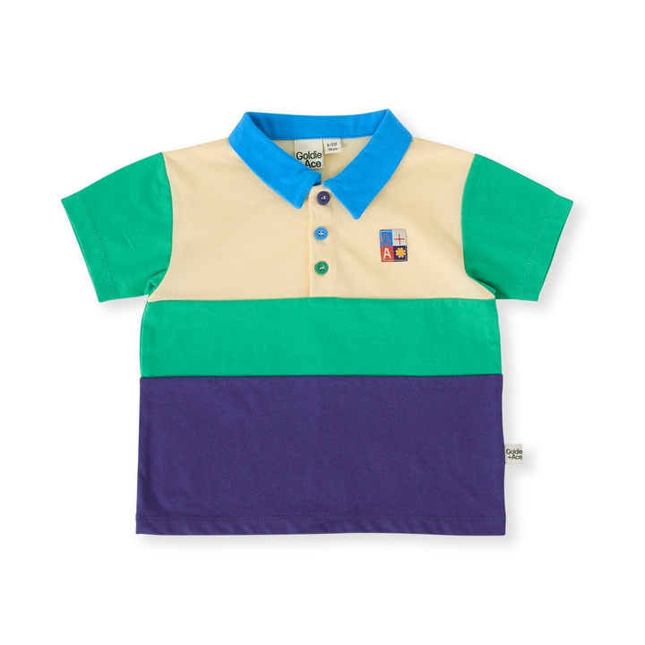 Goldie + Ace Lewis Colour Block Polo Shirt - Forest/Navy