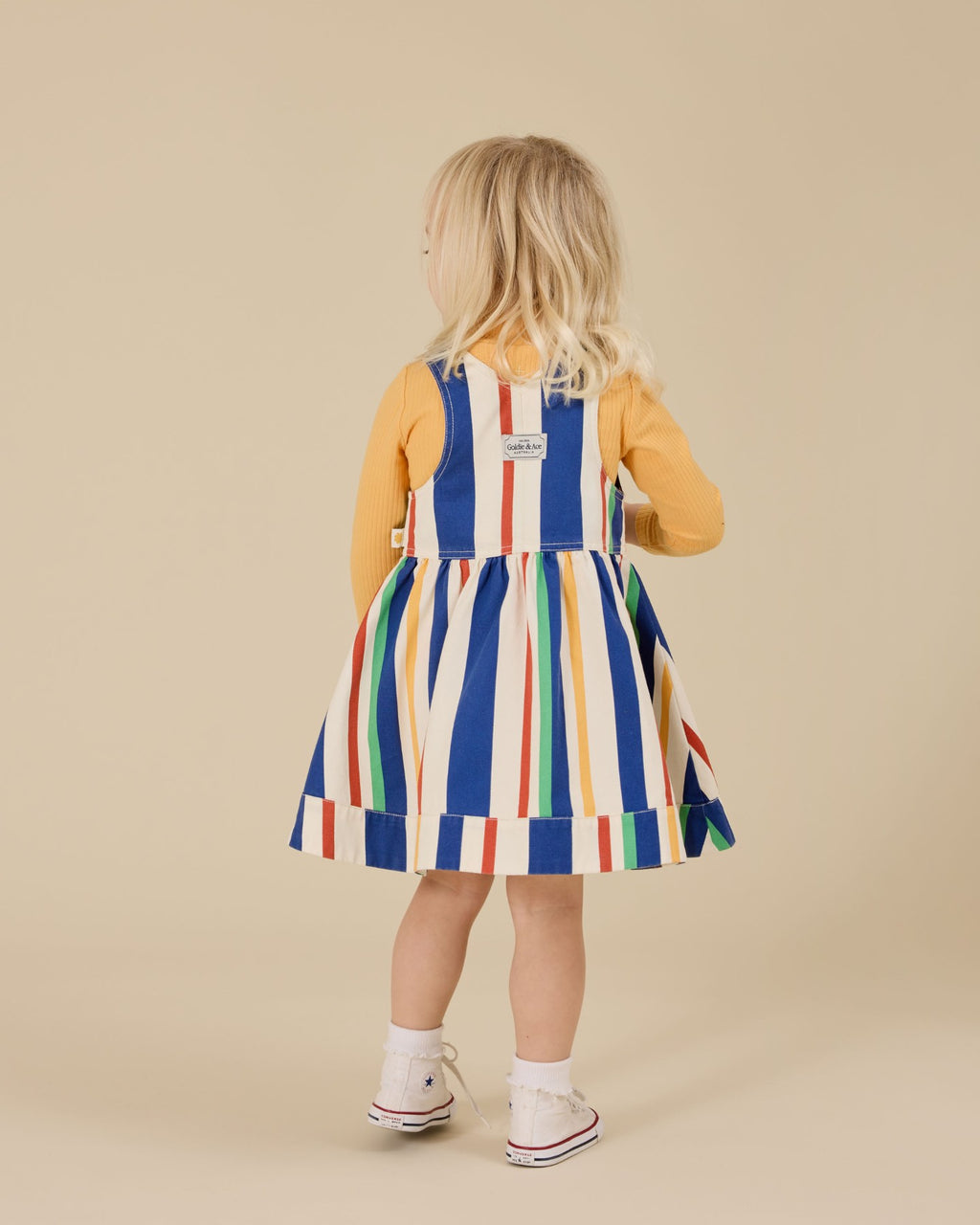 Goldie + Ace Heidi Denim Pinafore Dress - 90'S Bold Stripe