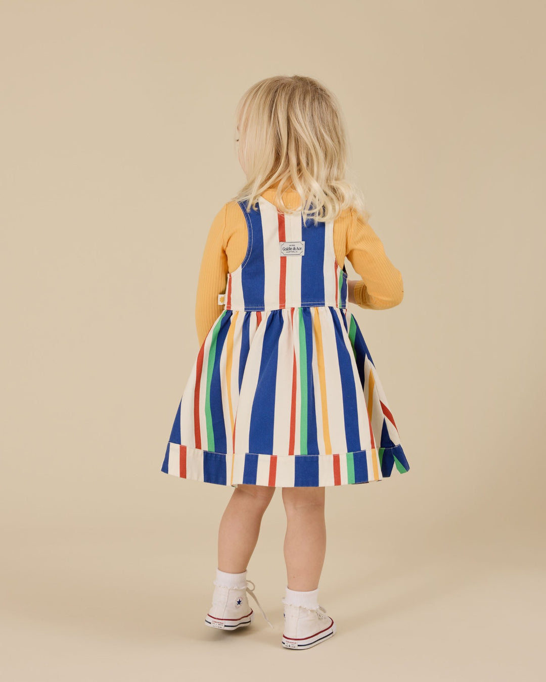 Goldie + Ace Heidi Denim Pinafore Dress - 90'S Bold Stripe