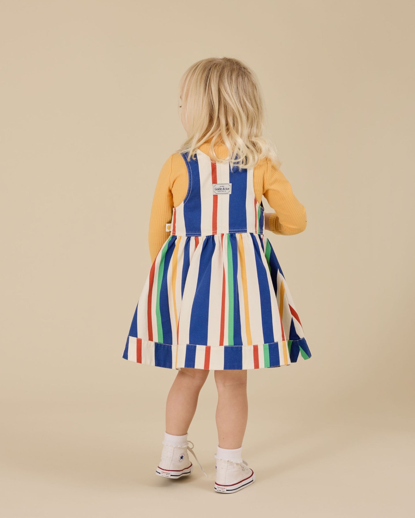 Goldie + Ace Heidi Denim Pinafore Dress - 90'S Bold Stripe