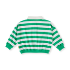 Goldie + Ace Wide Stripe Relaxed Rugby Sweat Top - Forest/Cloud