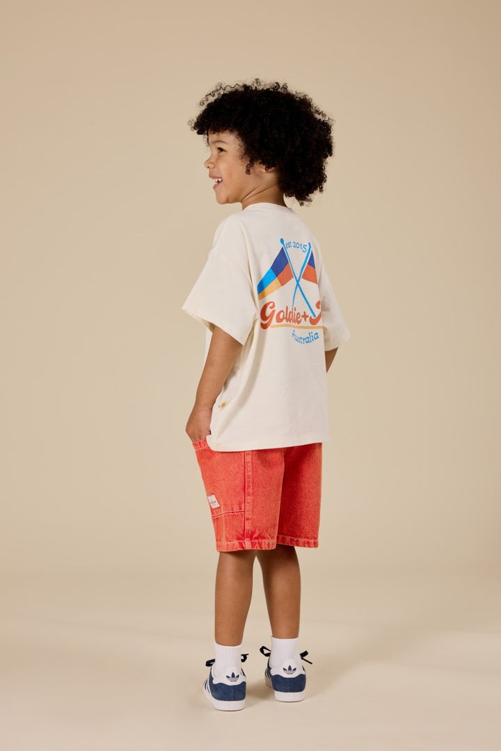 Goldie + Ace Noah Denim Pocket Shorts - Apple Red
