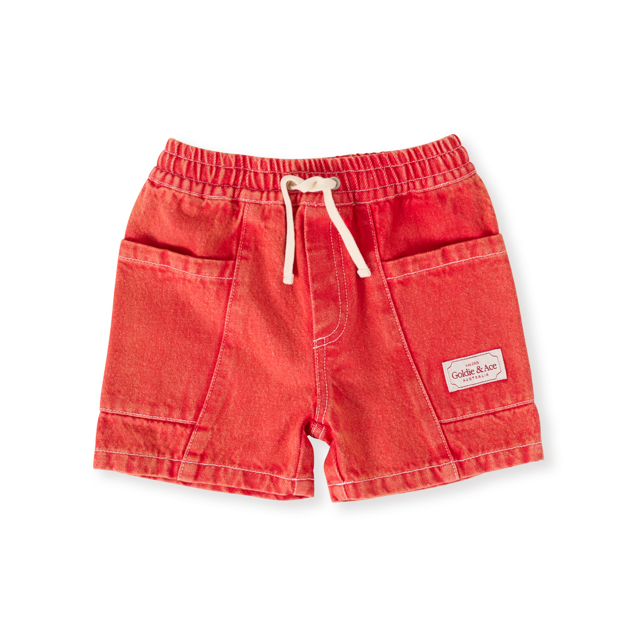 Goldie + Ace Noah Denim Pocket Shorts - Apple Red