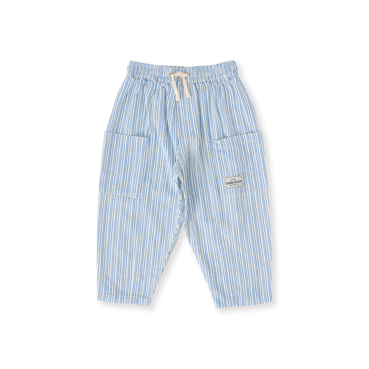 Goldie + Ace Sailor Stripe Kit Linen Pants - Ocean/Ivory
