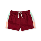 Goldie + Ace Retro Sporty Shorts - Brick/Peapod