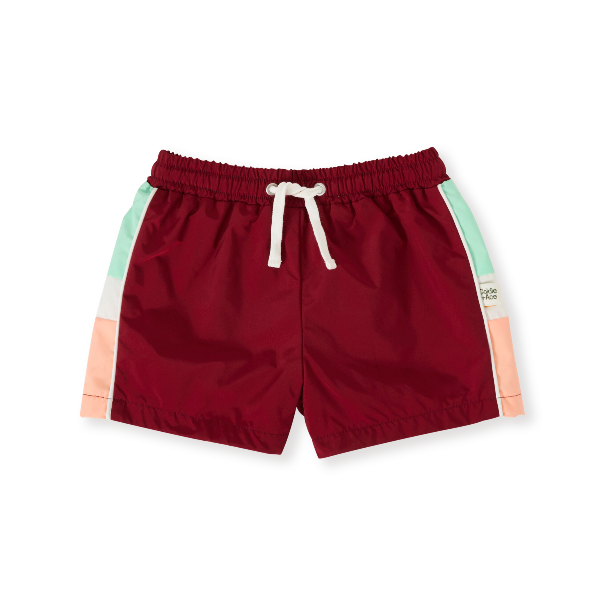 Goldie + Ace Retro Sporty Shorts - Brick/Peapod
