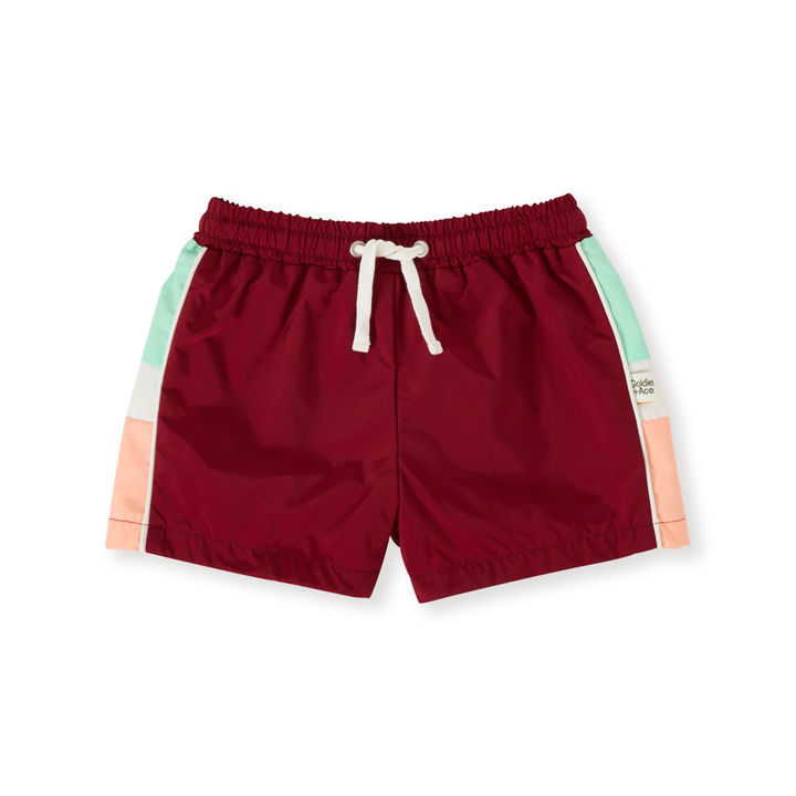 Goldie + Ace Retro Sporty Shorts - Brick/Peapod