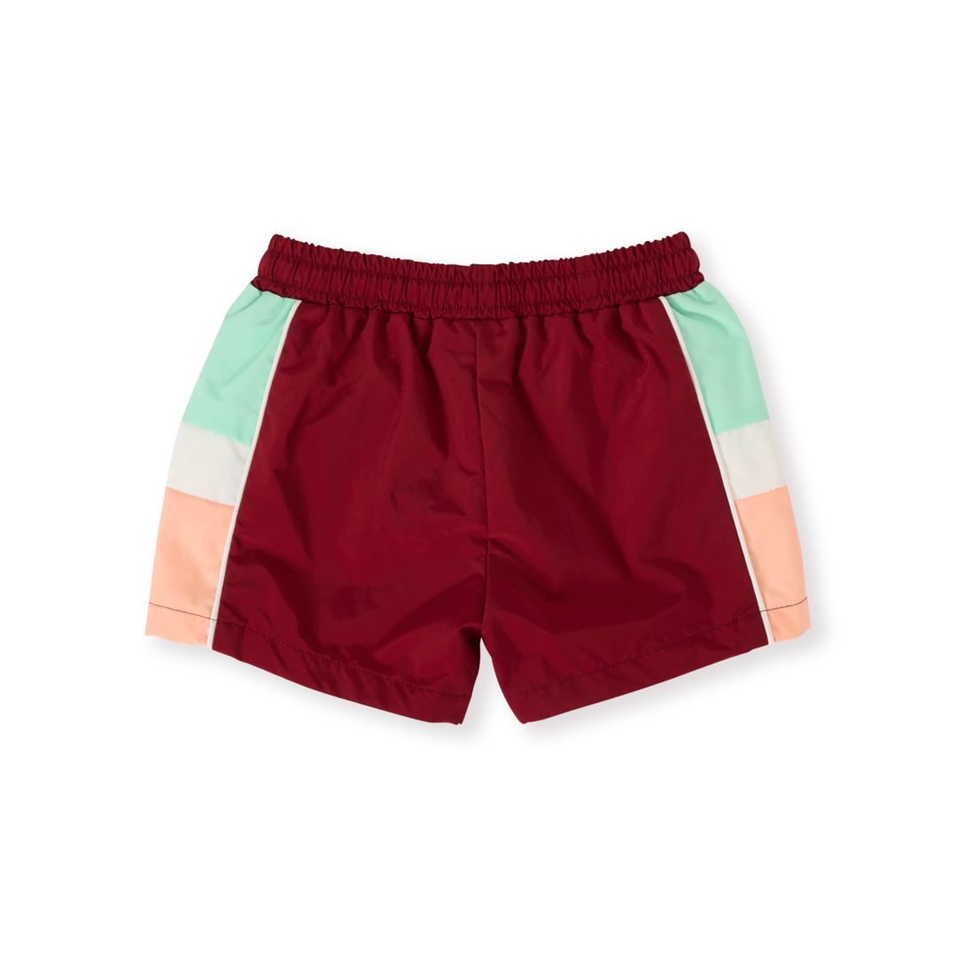 Goldie + Ace Retro Sporty Shorts - Brick/Peapod