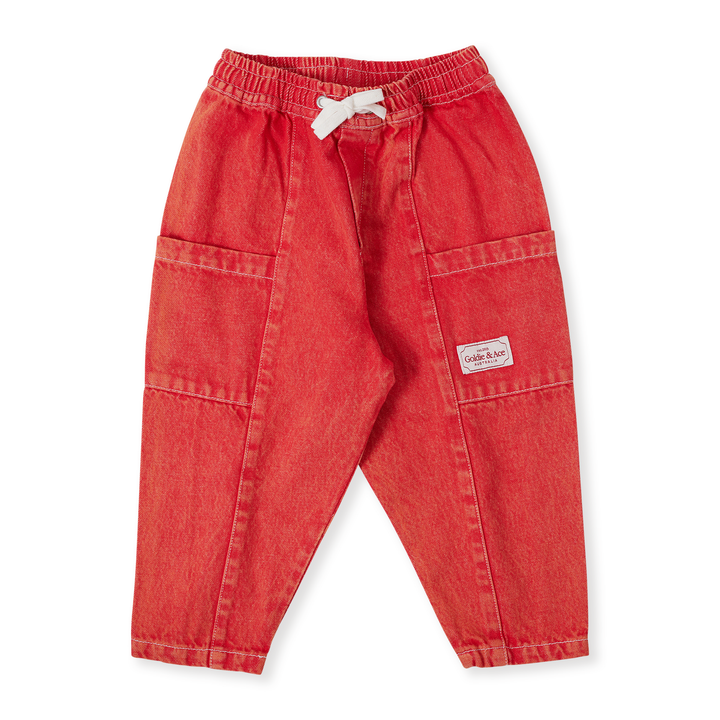 Goldie + Ace Kit Denim Pocket Pant - Apple Red