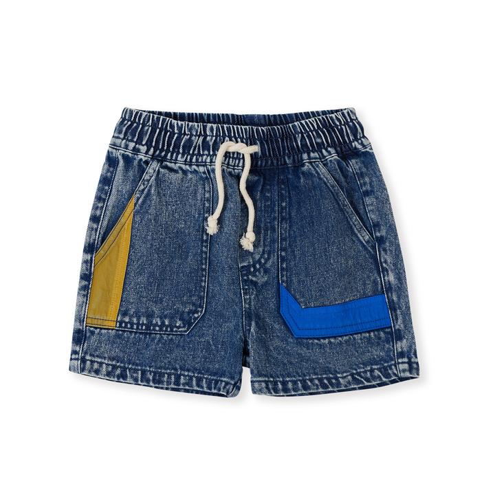 Goldie + Ace Primary Pop Noah Denim Shorts - Dark Denim